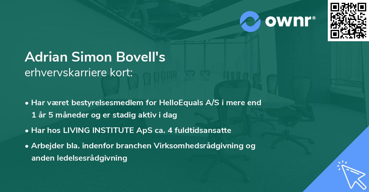Adrian Simon Bovell's erhvervskarriere kort