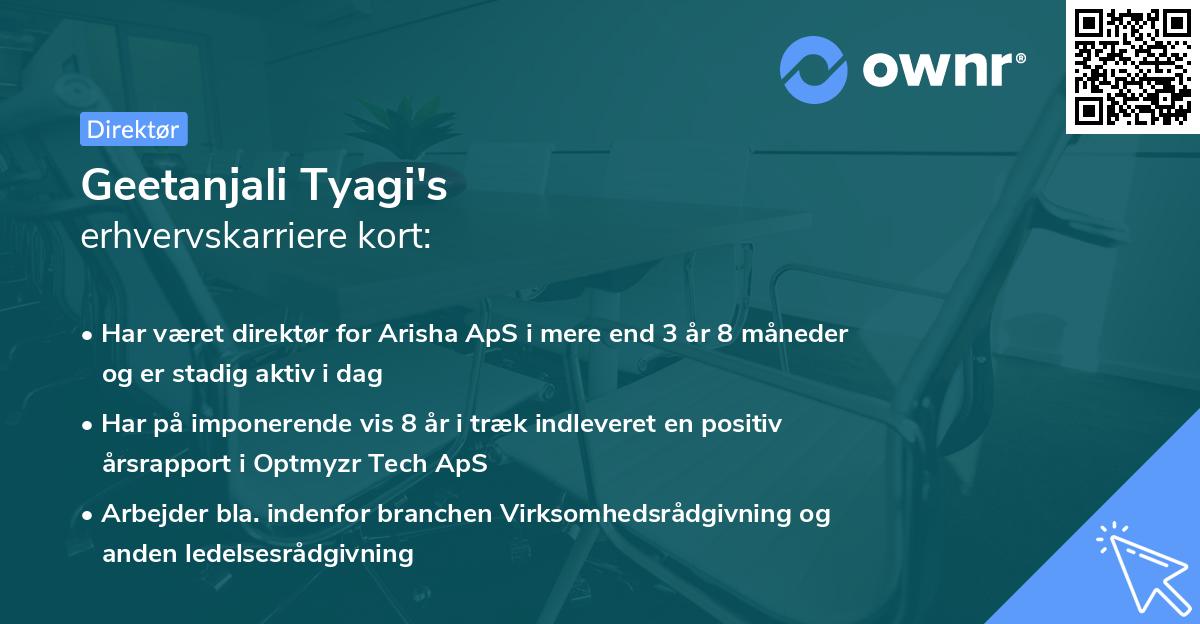 Geetanjali Tyagi's erhvervskarriere kort