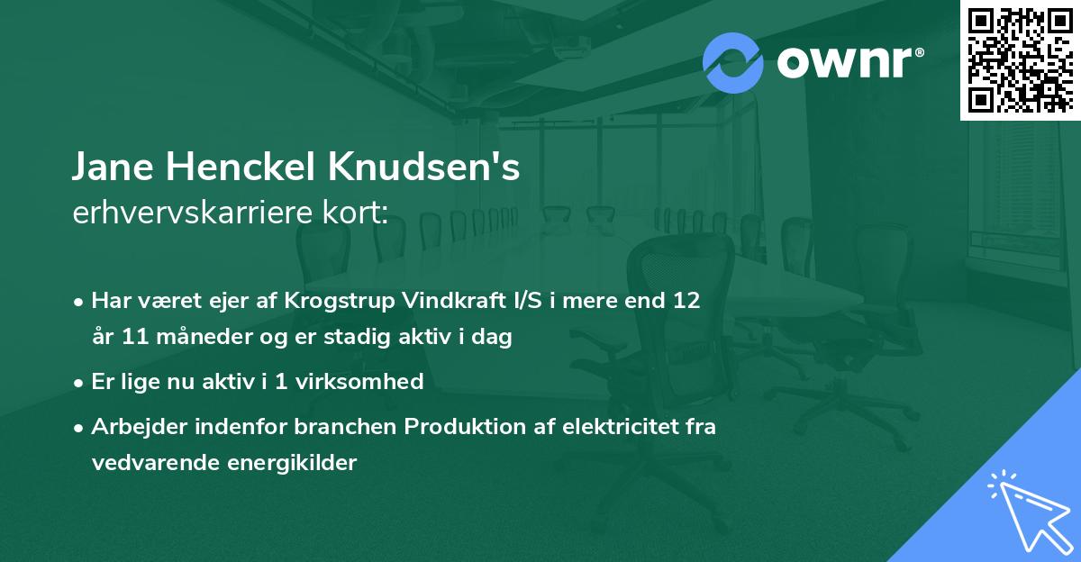 Jane Henckel Knudsen's erhvervskarriere kort