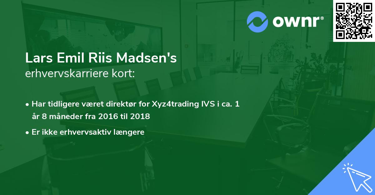 Lars Emil Riis Madsen's erhvervskarriere kort