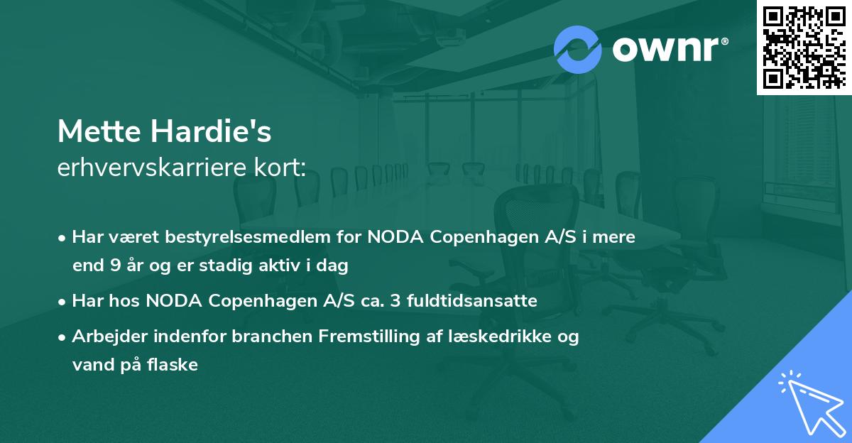 Mette Hardie's erhvervskarriere kort