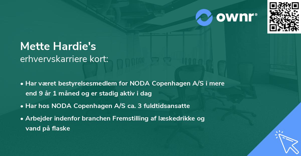 Mette Hardie's erhvervskarriere kort