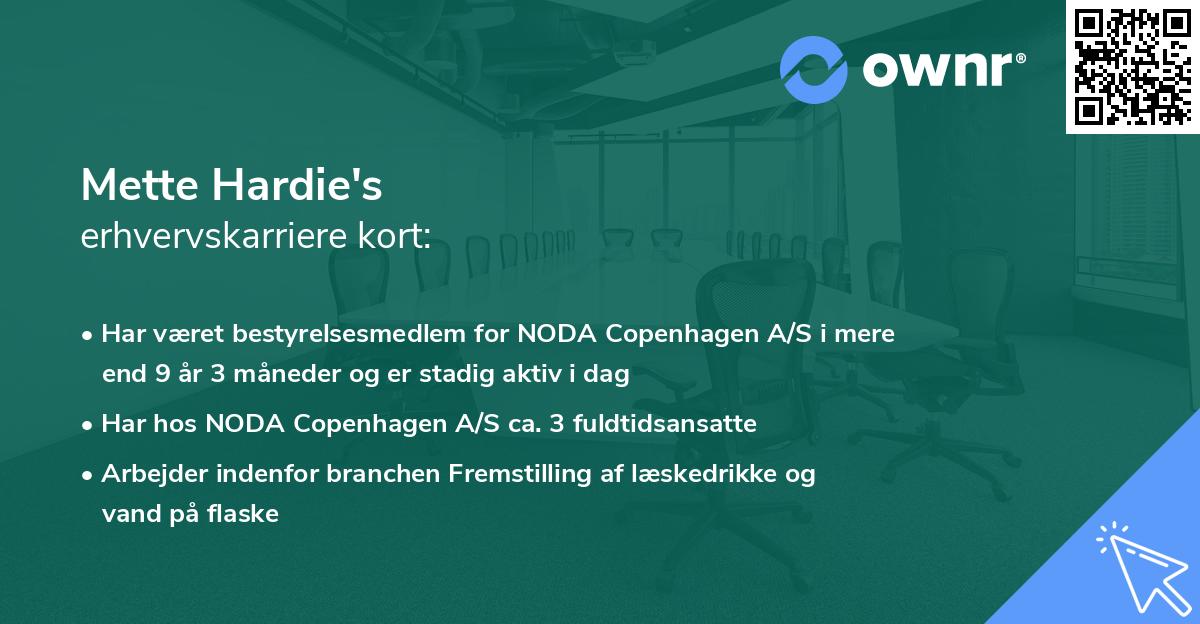 Mette Hardie's erhvervskarriere kort