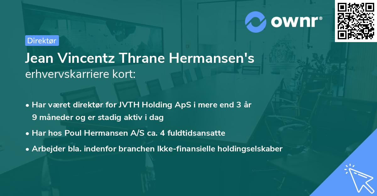 Jean Vincentz Thrane Hermansen's erhvervskarriere kort