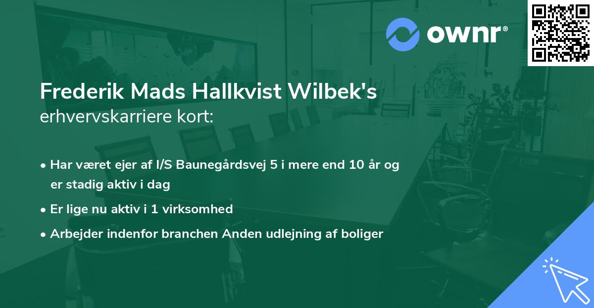 Frederik Mads Hallkvist Wilbek's erhvervskarriere kort