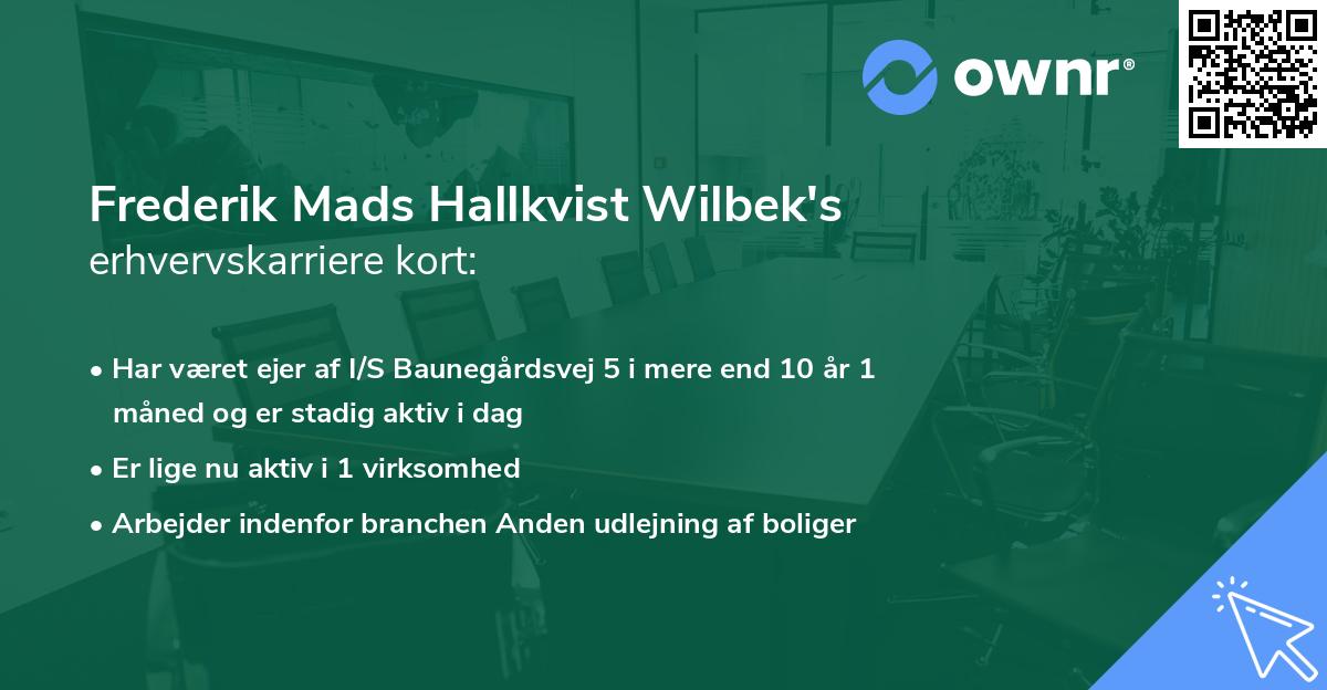 Frederik Mads Hallkvist Wilbek's erhvervskarriere kort