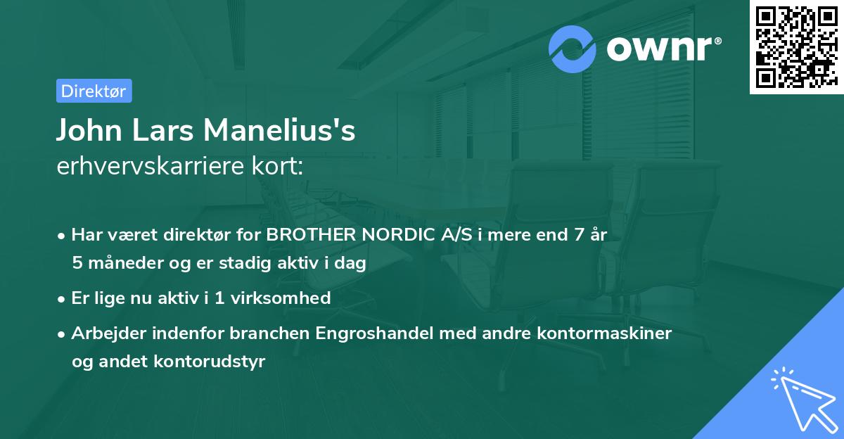 John Lars Manelius's erhvervskarriere kort