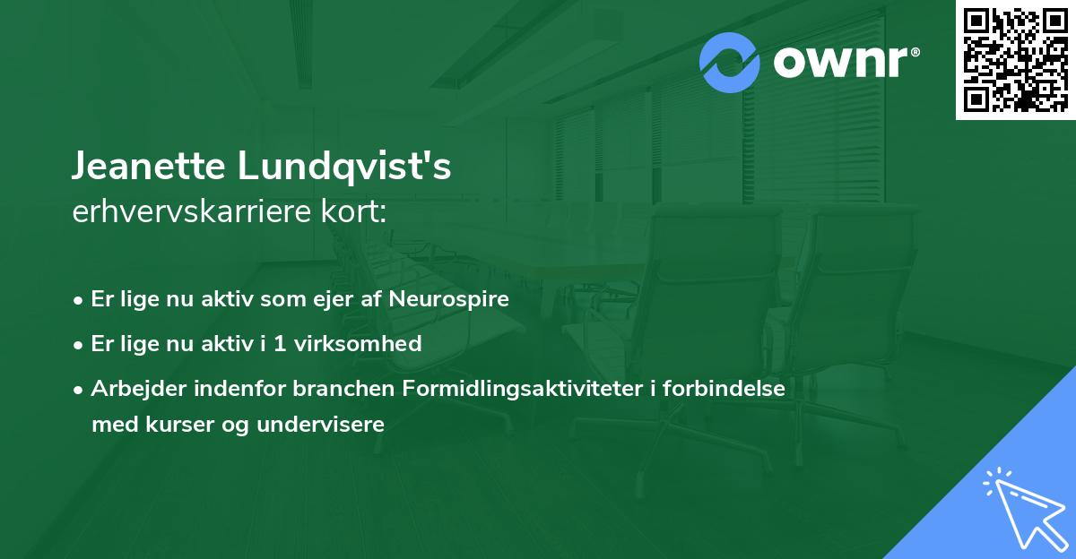 Jeanette Lundqvist's erhvervskarriere kort