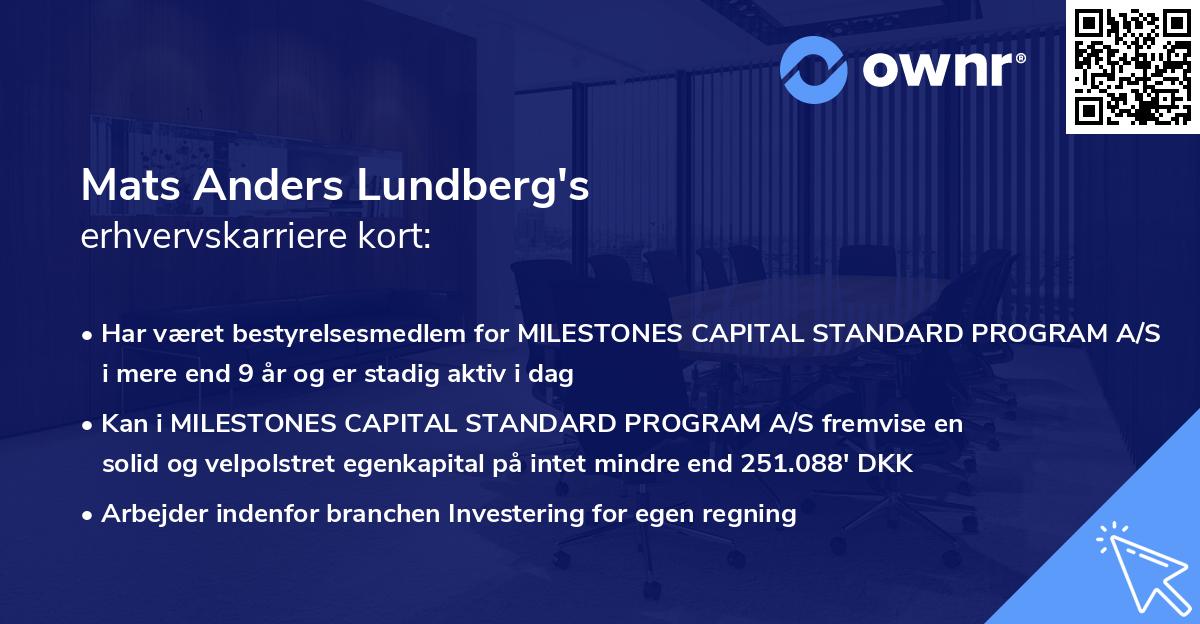 Mats Anders Lundberg's erhvervskarriere kort
