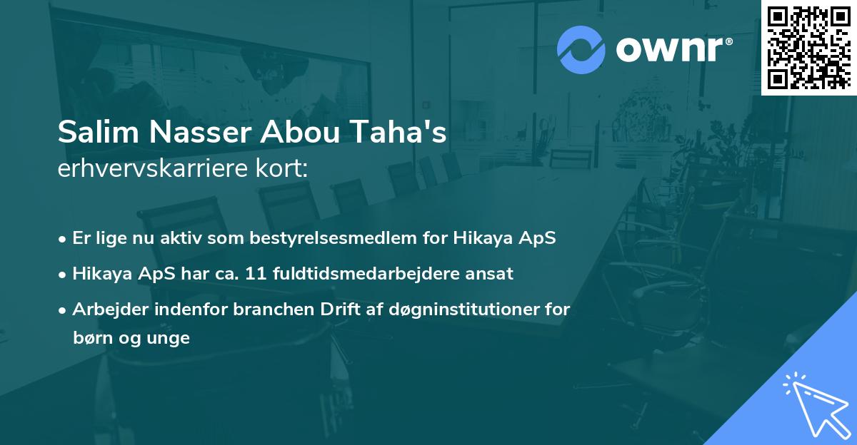 Salim Nasser Abou Taha's erhvervskarriere kort