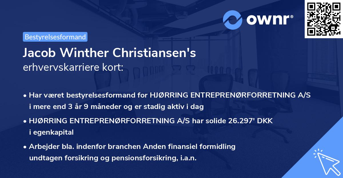 Jacob Winther Christiansen's erhvervskarriere kort