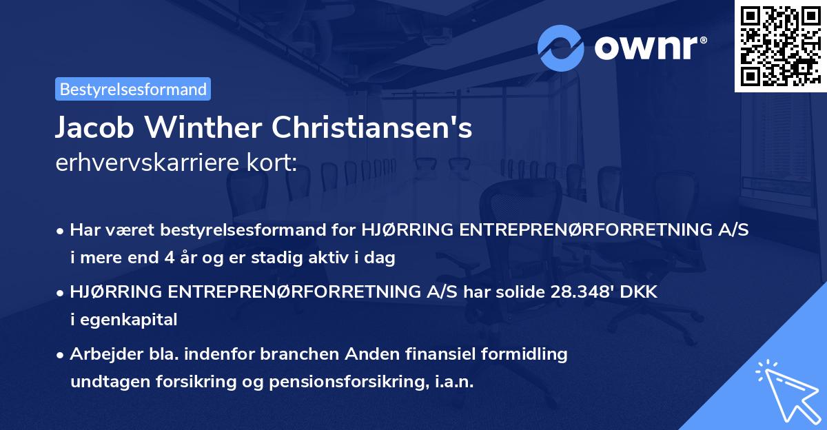 Jacob Winther Christiansen's erhvervskarriere kort