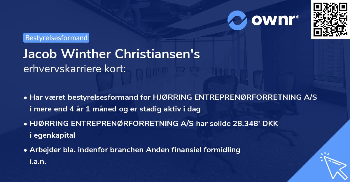 Jacob Winther Christiansen's erhvervskarriere kort