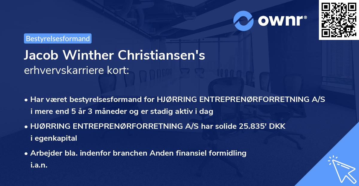 Jacob Winther Christiansen's erhvervskarriere kort