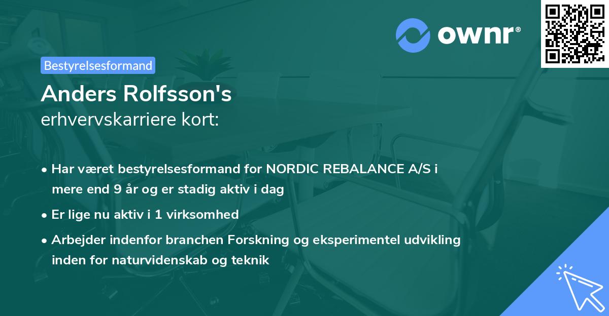 Anders Rolfsson's erhvervskarriere kort