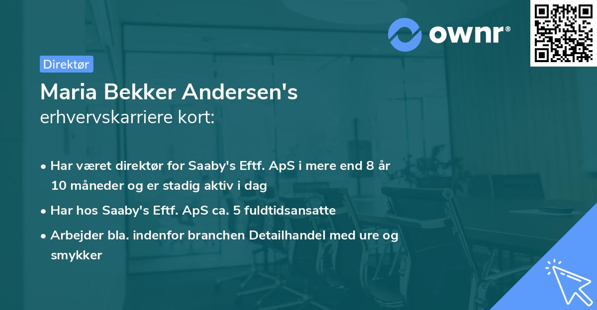 Maria Bekker Andersen's erhvervskarriere kort