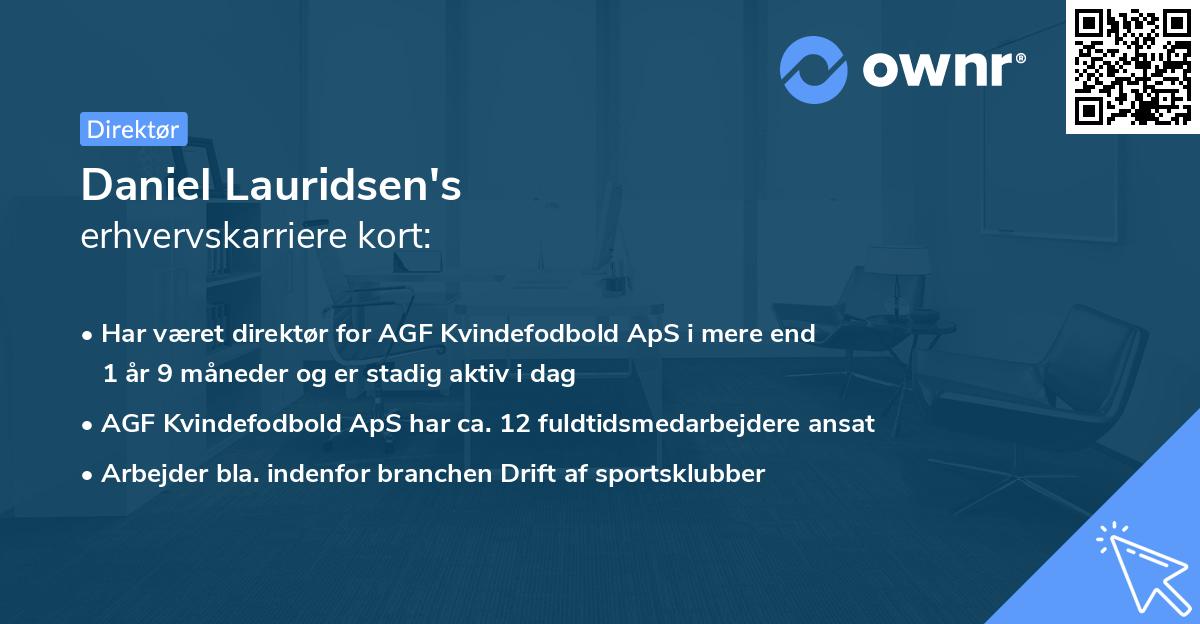 Daniel Lauridsen's erhvervskarriere kort