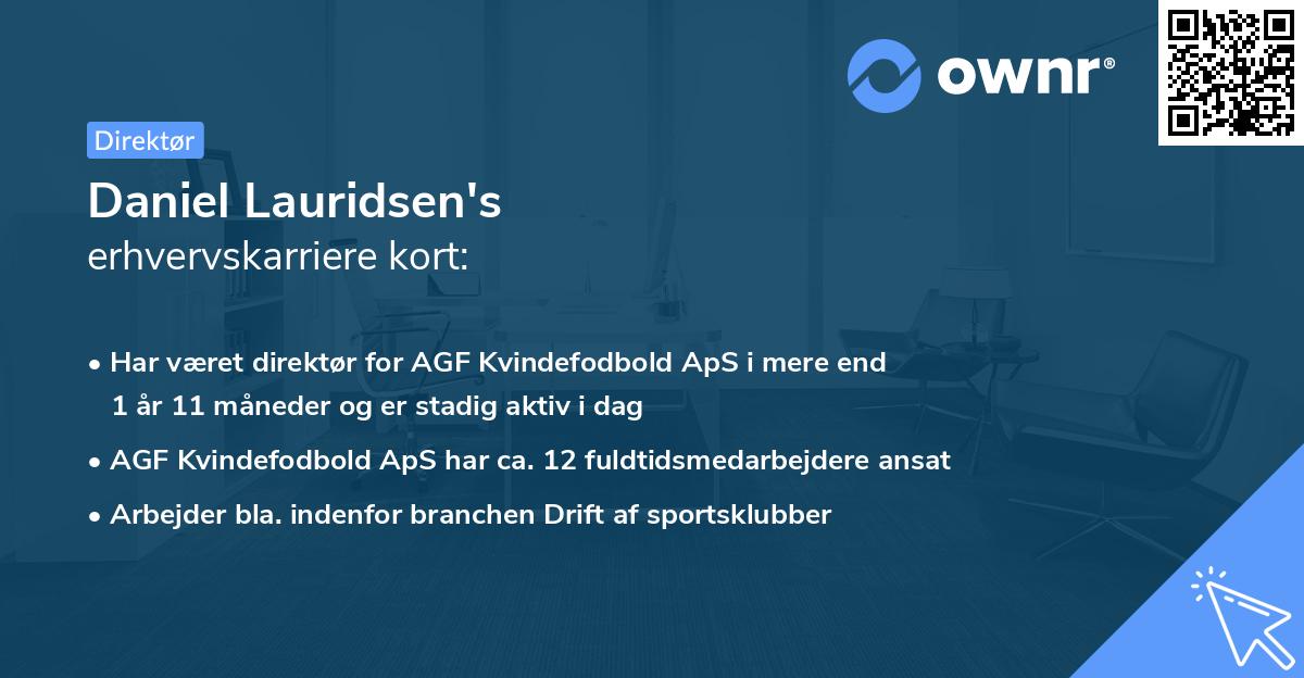 Daniel Lauridsen's erhvervskarriere kort