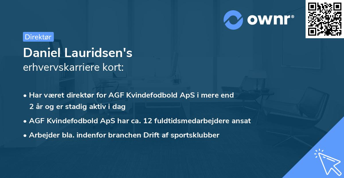 Daniel Lauridsen's erhvervskarriere kort