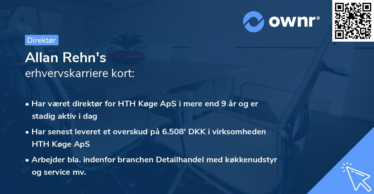 Allan Rehn's erhvervskarriere kort
