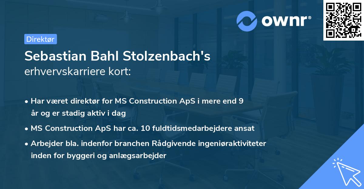Sebastian Bahl Stolzenbach's erhvervskarriere kort