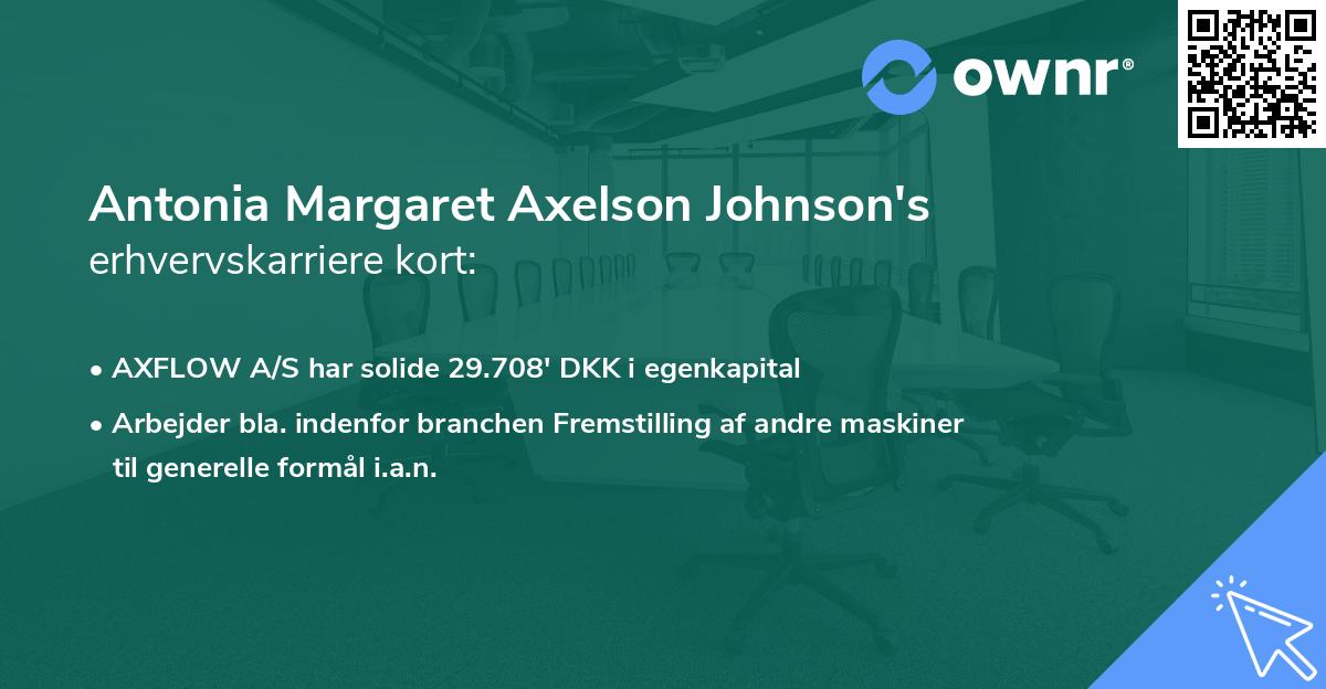 Antonia Margaret Axelson Johnson's erhvervskarriere kort