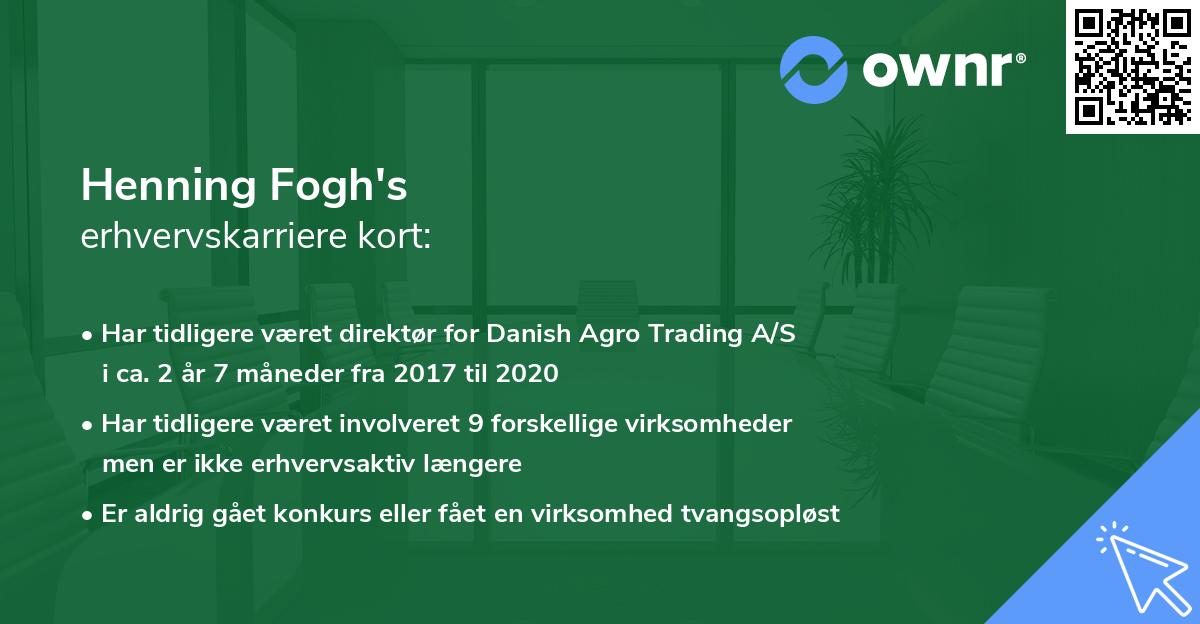 Henning Fogh's erhvervskarriere kort