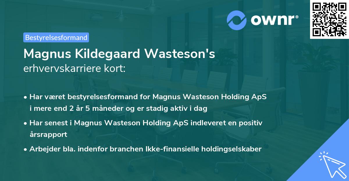 Magnus Kildegaard Wasteson's erhvervskarriere kort
