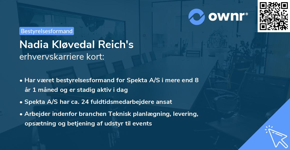 Nadia Kløvedal Reich's erhvervskarriere kort
