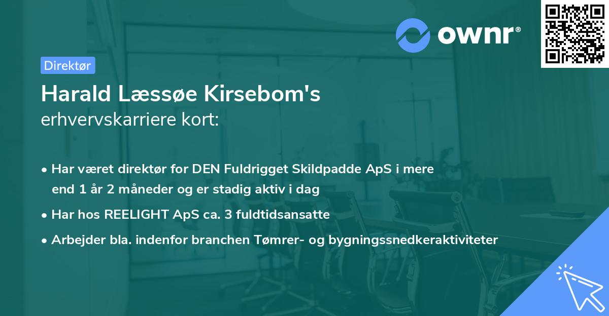 Harald Læssøe Kirsebom's erhvervskarriere kort
