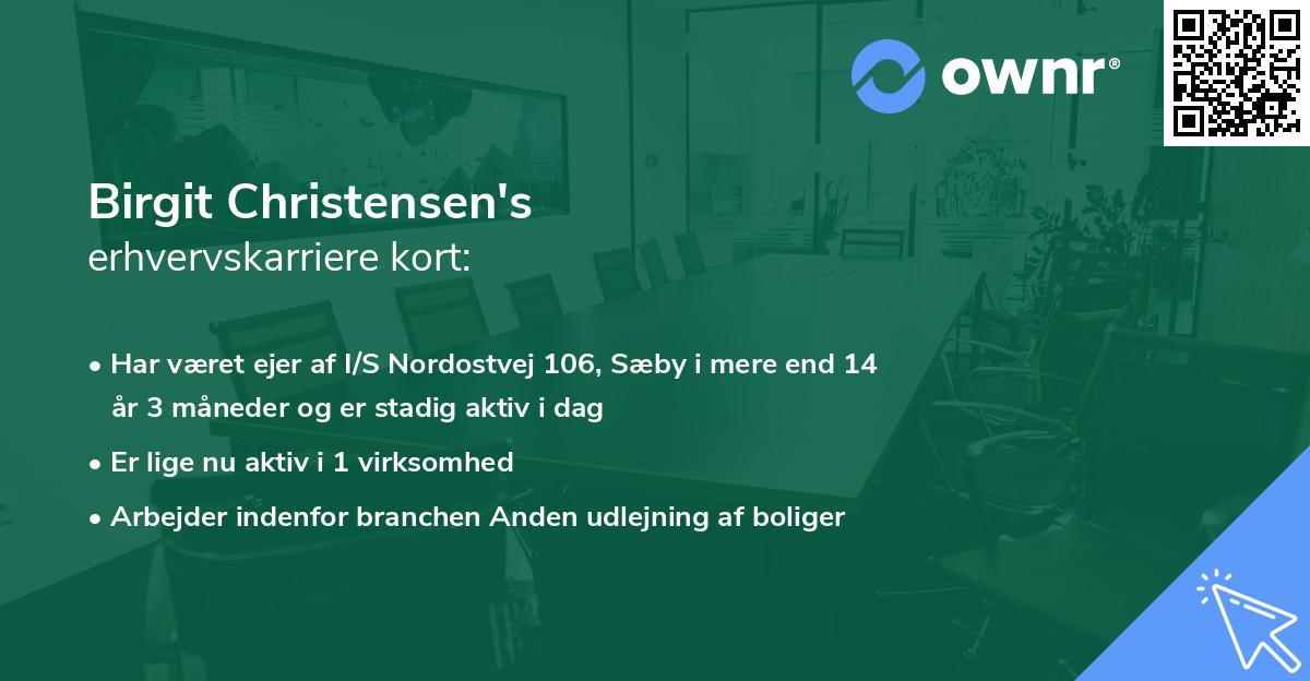 Birgit Christensen's erhvervskarriere kort