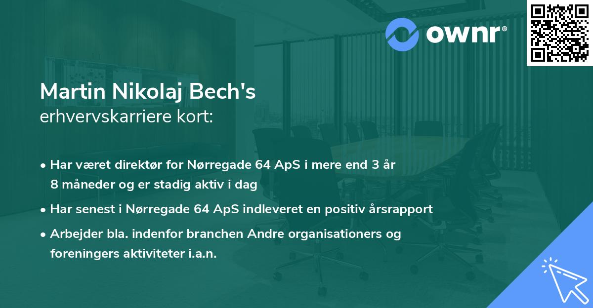 Martin Nikolaj Bech's erhvervskarriere kort