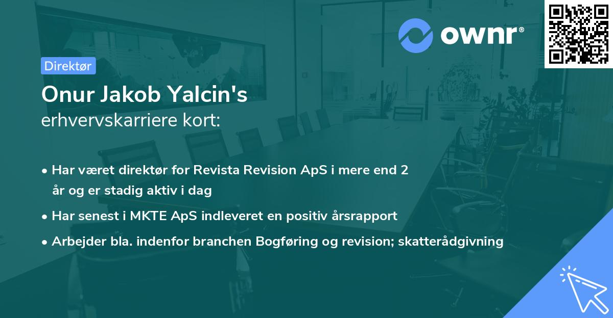 Onur Jakob Yalcin's erhvervskarriere kort
