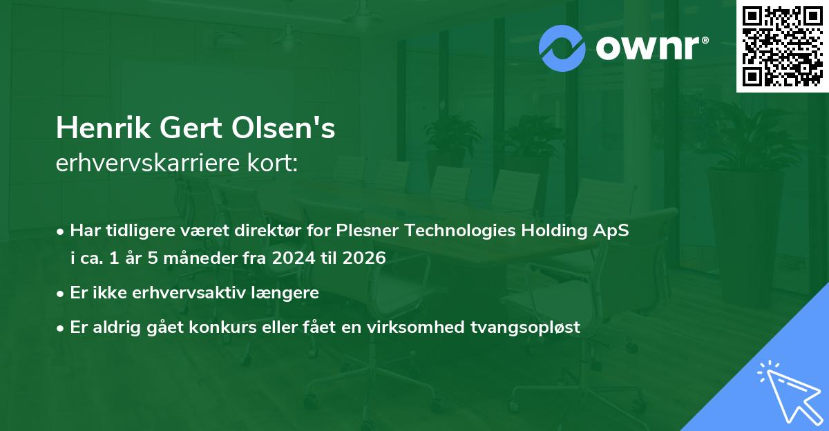 Henrik Gert Olsen's erhvervskarriere kort