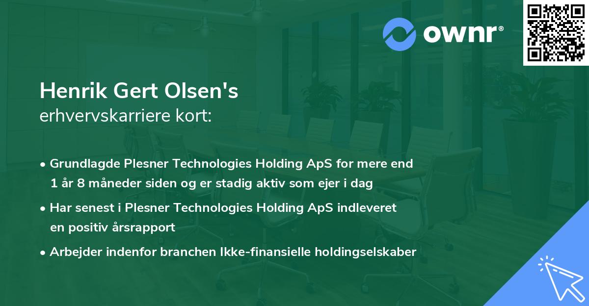 Henrik Gert Olsen's erhvervskarriere kort