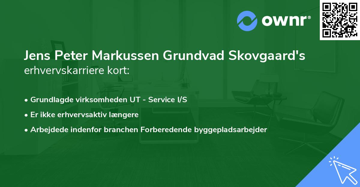 Jens Peter Markussen Grundvad Skovgaard's erhvervskarriere kort