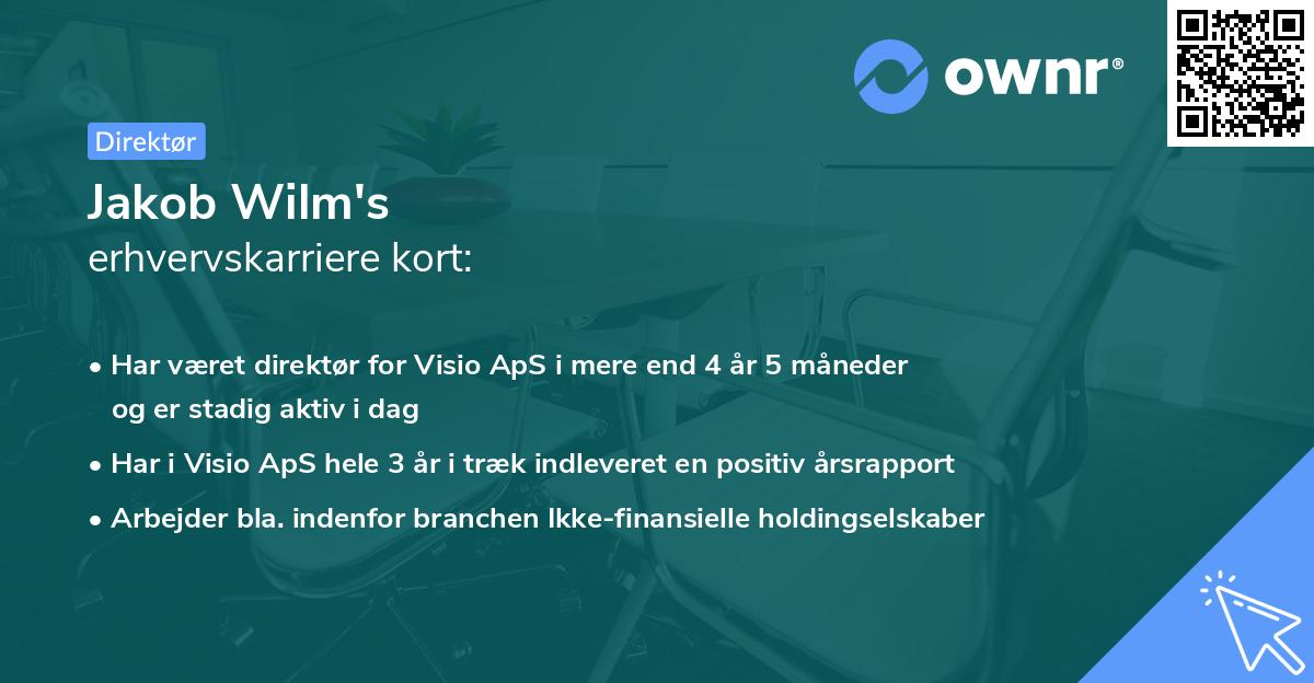 Jakob Wilm's erhvervskarriere kort