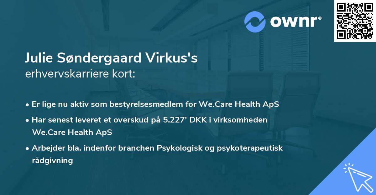 Julie Søndergaard Virkus's erhvervskarriere kort