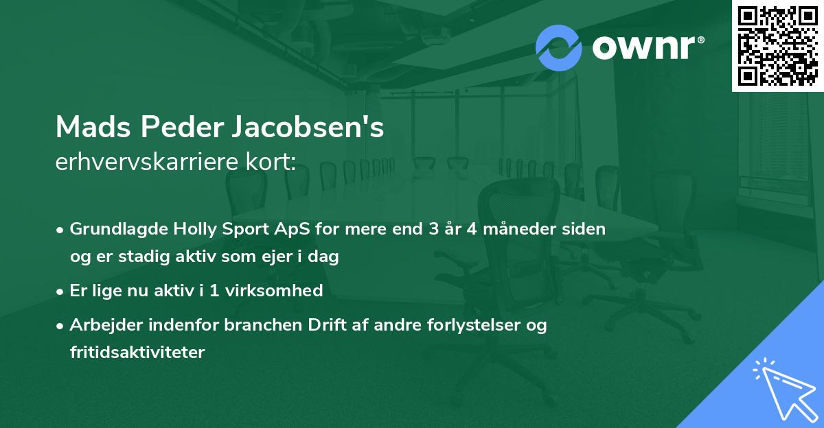 Mads Peder Jacobsen's erhvervskarriere kort