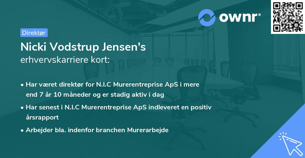 Nicki Vodstrup Jensen's erhvervskarriere kort