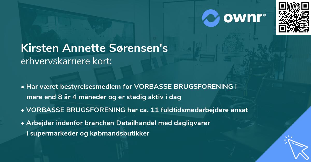 Kirsten Annette Sørensen's erhvervskarriere kort