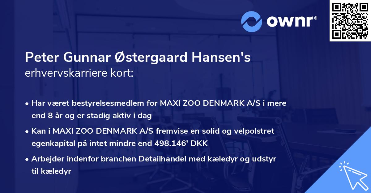 Peter Gunnar Østergaard Hansen's erhvervskarriere kort
