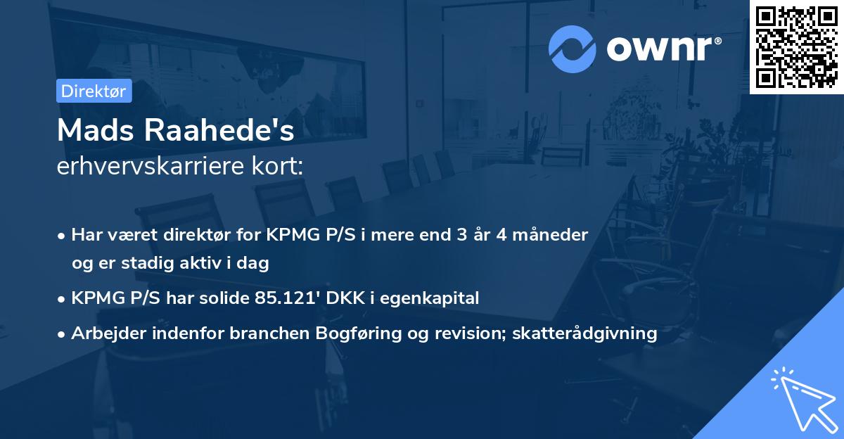 Mads Raahede's erhvervskarriere kort