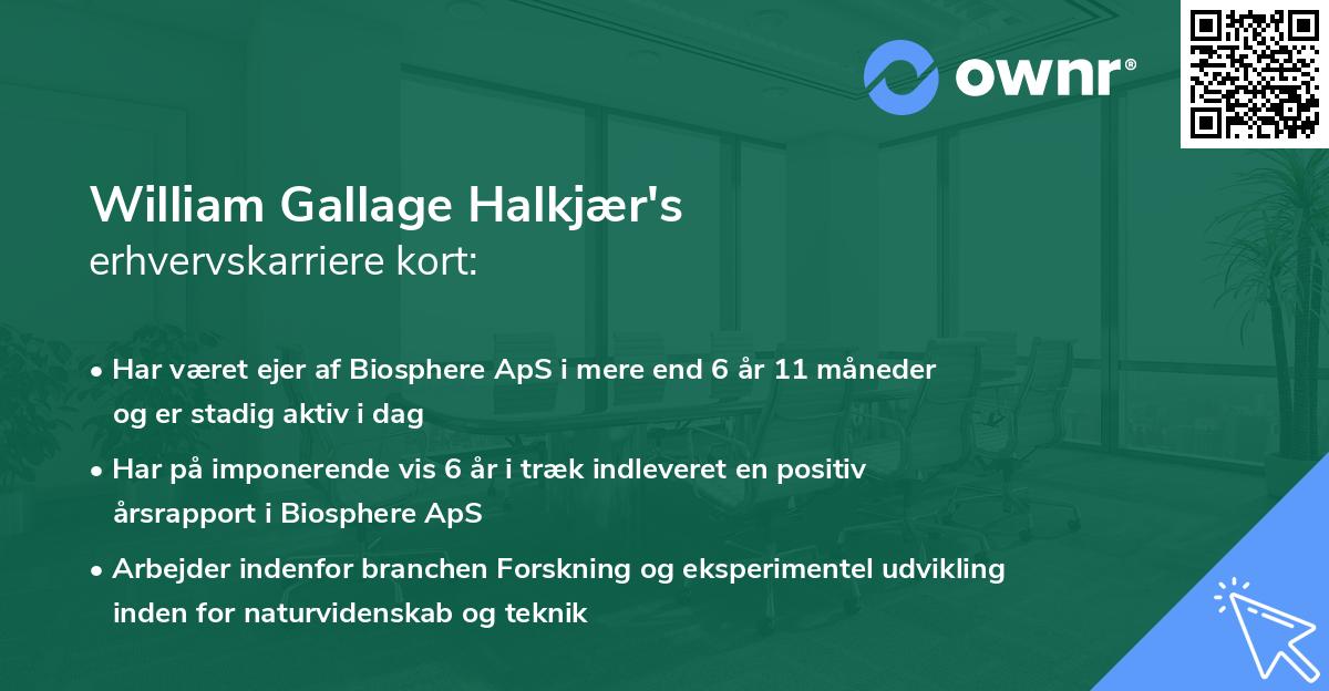 William Gallage Halkjær's erhvervskarriere kort