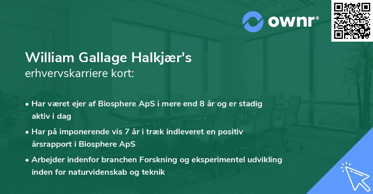 William Gallage Halkjær's erhvervskarriere kort