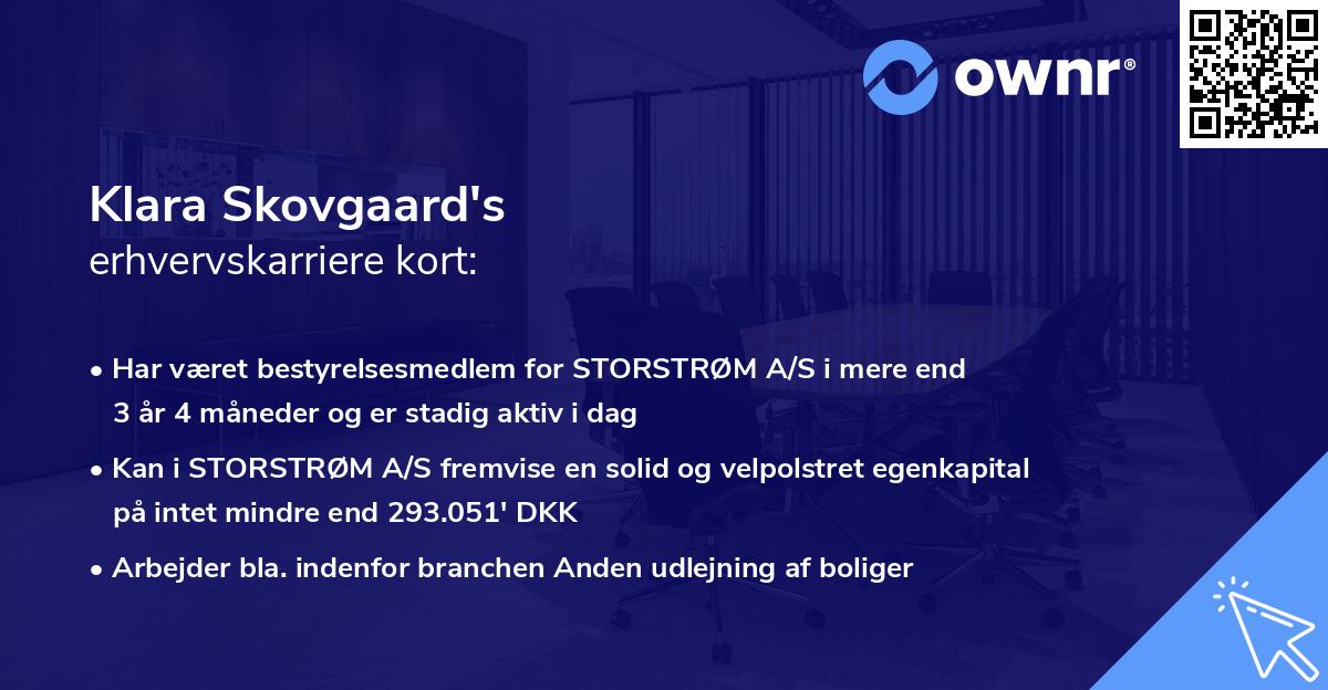 Klara Skovgaard's erhvervskarriere kort