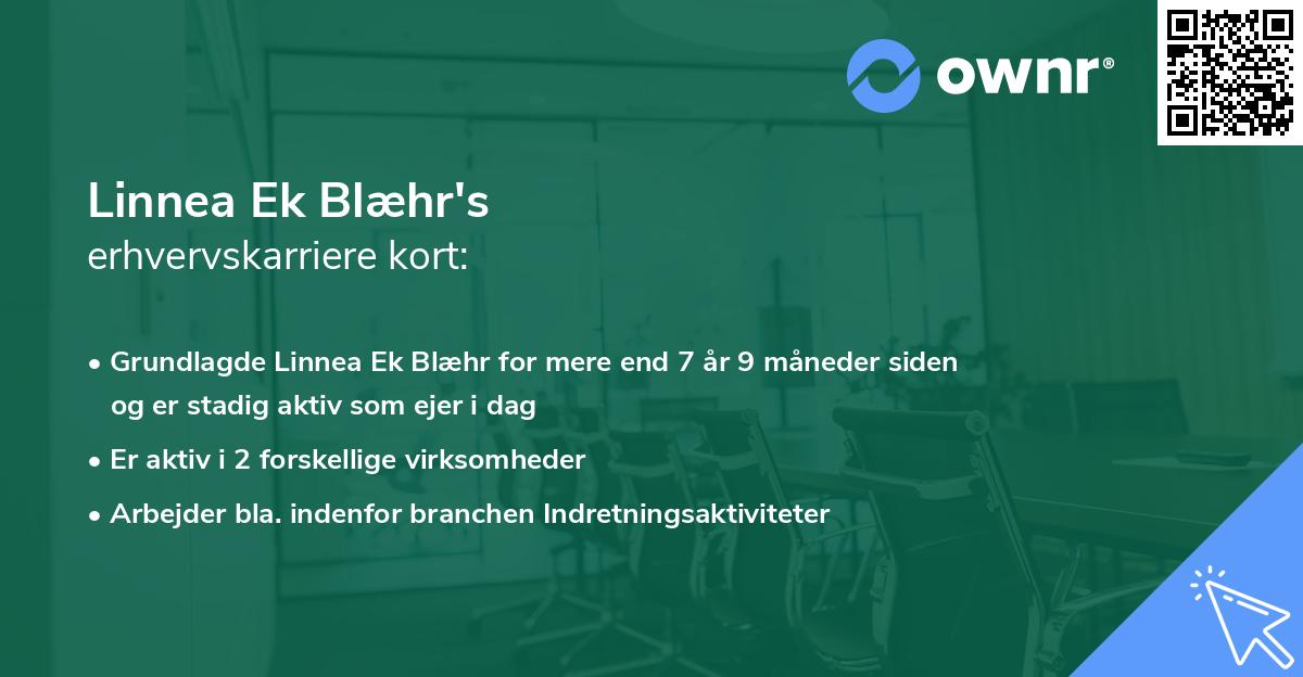Linnea Ek Blæhr's erhvervskarriere kort