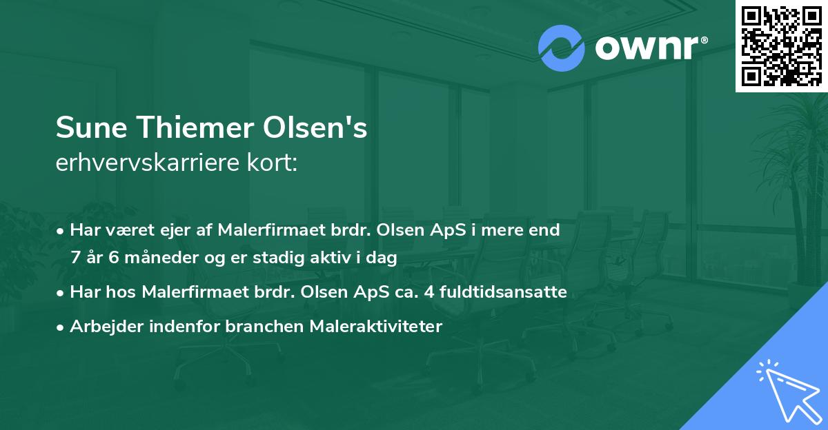 Sune Thiemer Olsen's erhvervskarriere kort