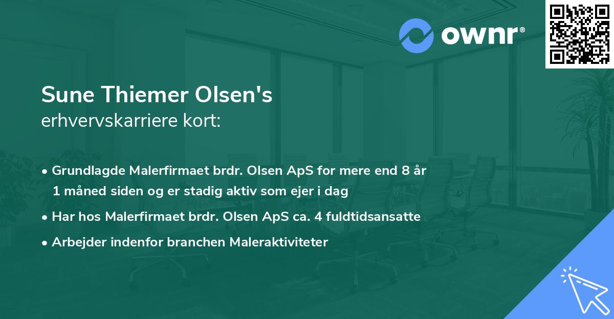 Sune Thiemer Olsen's erhvervskarriere kort