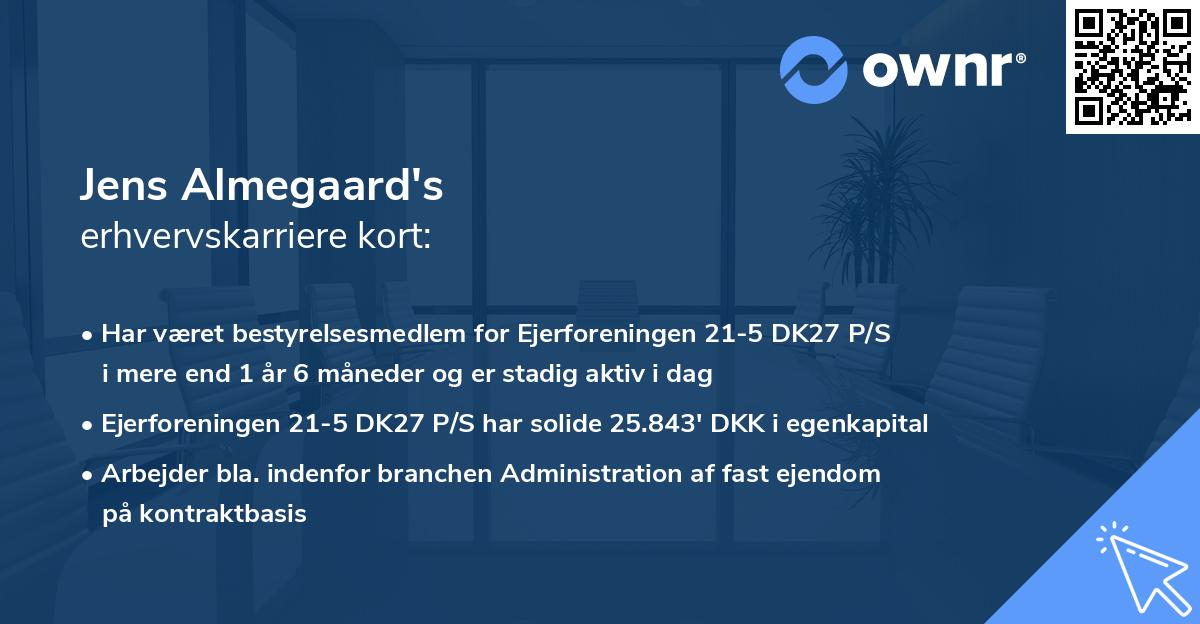 Jens Almegaard's erhvervskarriere kort